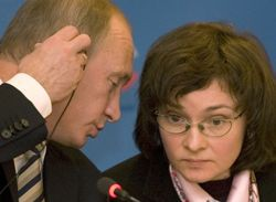 The head of the Central Bank of Russia Elvira Nabiullina is with Russian President Vladimir Putin. She was Putin's economic adviser between May 2012 to June 2013 after serving as Minister of Economic Development and Trade from September 2007 to May 2012. Elvira Nabiullina is the only Russian woman who was included by Forbes in the list of the most influential women of 2018.
