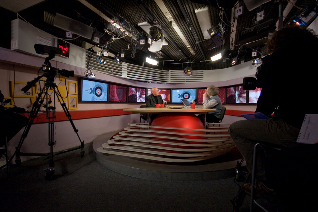 Alexey Venediktov interviews Mikhail Gorbachev in station’s television studio